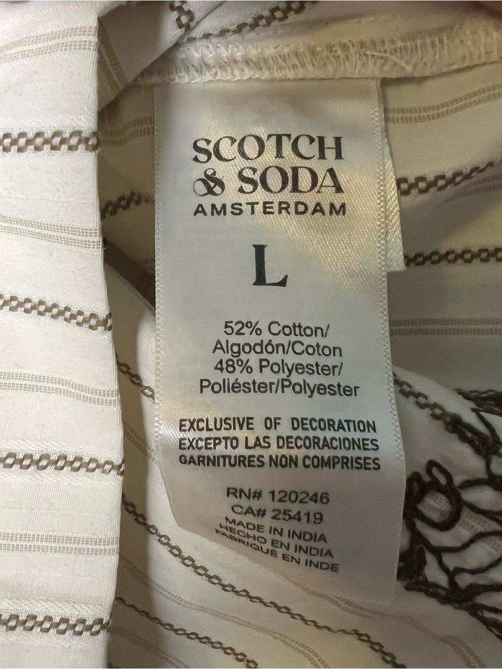 Scotch & Soda Women’s Striped Hand Embroidered Desert Motif Blouse Cropped Sz L - Picture 5 of 12
